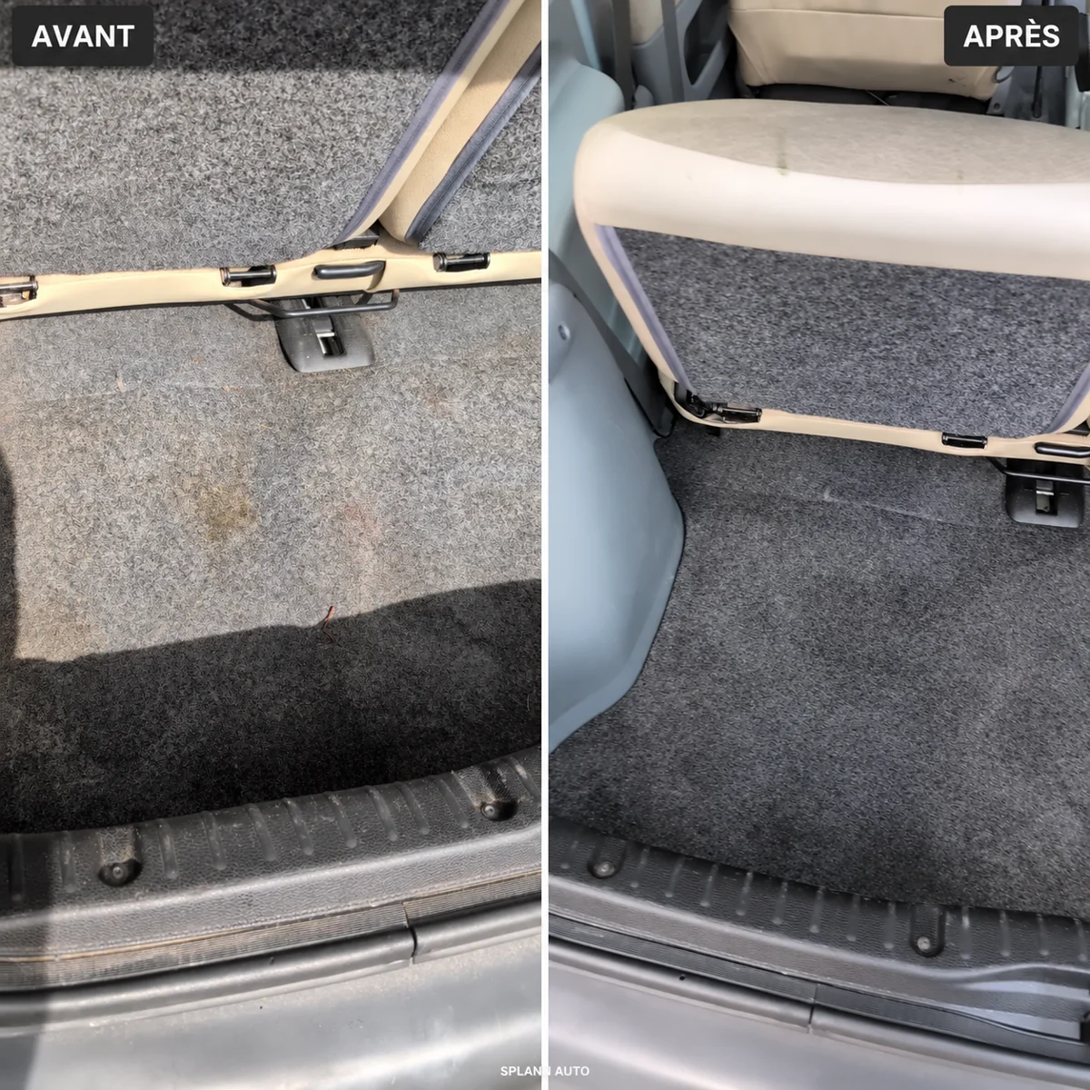Le coffre de la Twingo avant et après l’intervention Splann Auto